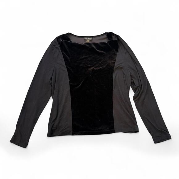 Y2k whimsigoth fairy black slouchy neckline velvet accent blouse women's18/20 XL - Picture 2 of 7